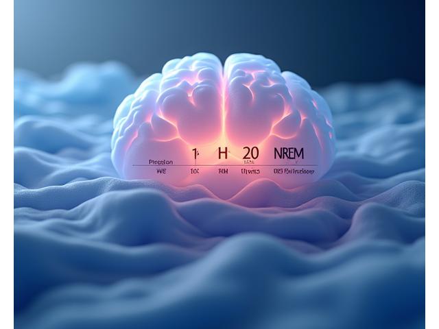 A visual representation of sleep cycles, showing REM, light, and deep sleep phases over a night, indicating healthy sleep architecture.